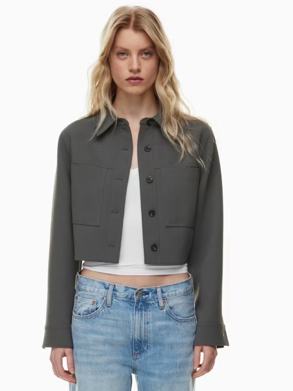 Aritzia Wilfred Little Cropped Jacket Coal Gray Sz 2XS NWT MSRP $198